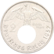 Монета 2 рейхсмарки 1937 года G Германия (аверс)