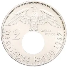 Монета 2 рейхсмарки 1937 года A Германия (аверс)