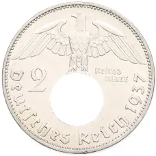 Монета 2 рейхсмарки 1937 года E Германия (аверс)