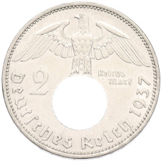 Монета 2 рейхсмарки 1937 года A Германия (аверс)