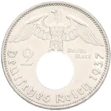 Монета 2 рейхсмарки 1937 года A Германия (аверс)