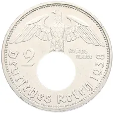 Монета 2 рейхсмарки 1938 года D Германия (аверс)