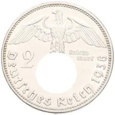 Монета 2 рейхсмарки 1938 года E Германия (аверс)
