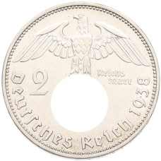 Монета 2 рейхсмарки 1938 года J Германия (аверс)