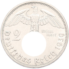 Монета 2 рейхсмарки 1939 года F Германия (аверс)