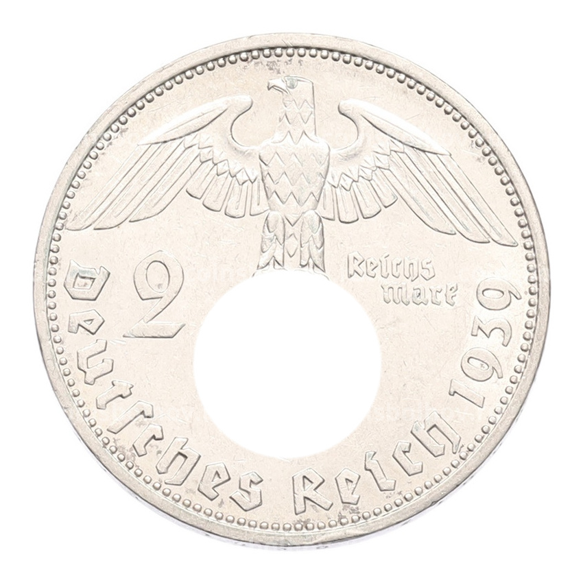 Монета 2 рейхсмарки 1939 года F Германия