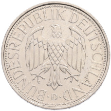 Монета 1 марка 1991 года D Германия (реверс)