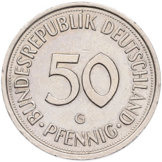 Монета 50 пфеннигов 1989 года G Западная Германия (ФРГ) (реверс)