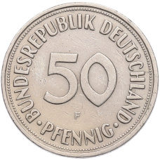 Монета 50 пфеннигов 1950 года F Западная Германия (ФРГ) (реверс)