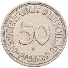Монета 50 пфеннигов 1950 года F Западная Германия (ФРГ) (реверс)