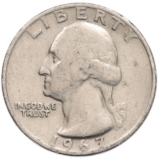 Монета 1/4 доллара (25 центов) 1967 года США (аверс)