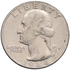 Монета 1/4 доллара (25 центов) 1984 года P США (аверс)