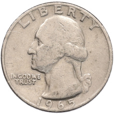 Монета 1/4 доллара (25 центов) 1965 года США (аверс)