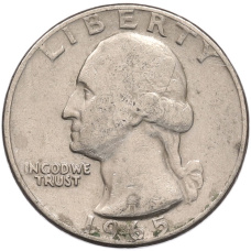 Монета 1/4 доллара (25 центов) 1965 года США (аверс)