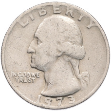 Монета 1/4 доллара (25 центов) 1973 года США (аверс)