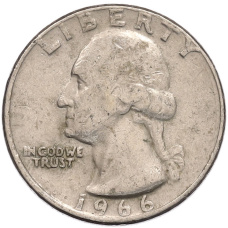 Монета 1/4 доллара (25 центов) 1966 года США (аверс)