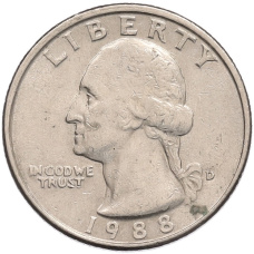 Монета 1/4 доллара (25 центов) 1988 года D США (аверс)