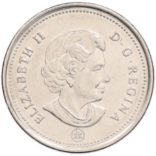 Монета 25 центов 2008 года Канада (реверс)