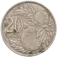 Монета 20 сен 1974 года Самоа (аверс)