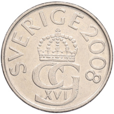 Монета 5 крон 2008 года Швеция (аверс)