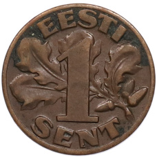 Монета 1 сент 1929 года Эстония (аверс)