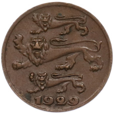 Монета 1 сент 1929 года Эстония (реверс)