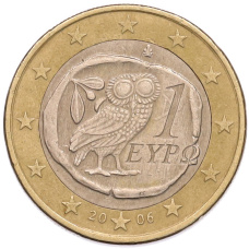 Монета 1 евро 2006 года Греция (аверс)