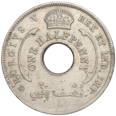 Монета 1/2 пении 1935 года Британская Западная Африка (реверс)