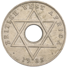 Монета 1/2 пении 1935 года Британская Западная Африка (аверс)