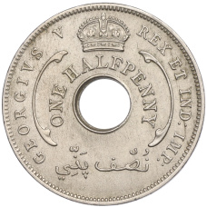 Монета 1/2 пении 1935 года Британская Западная Африка (реверс)