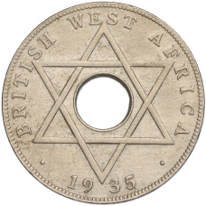 Монета 1/2 пении 1935 года Британская Западная Африка (аверс)