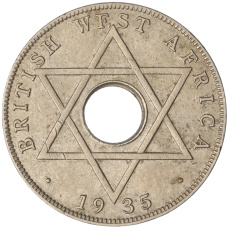 Монета 1/2 пении 1935 года Британская Западная Африка (аверс)