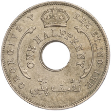 Монета 1/2 пении 1935 года Британская Западная Африка (реверс)