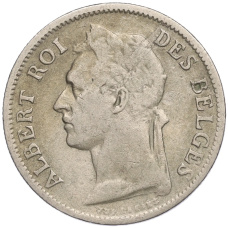 Монета 50 сантимов 1929 года Бельгийское Конго — легенда на французском (CONGO BELGE / DES BELGES) (реверс)