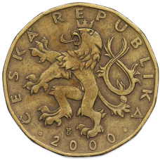 Монета 20 крон 2000 года Чехия «Смена тысячелетия — 2000 год» (реверс)