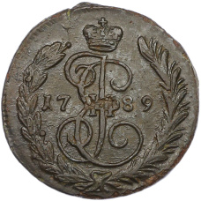 Монета 1 копейка 1789 года ЕМ (аверс)