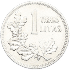 Монета 1 лит 1925 года Литва (аверс)
