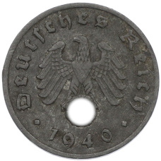 Монета 1 рейхспфенниг 1940 года A Германия (аверс)