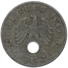 Монета 1 рейхспфенниг 1942 года J Германия (аверс)