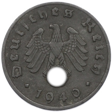 Монета 1 рейхспфенниг 1940 года A Германия (аверс)