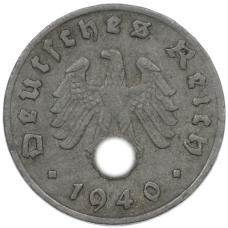 Монета 1 рейхспфенниг 1940 года G Германия (аверс)