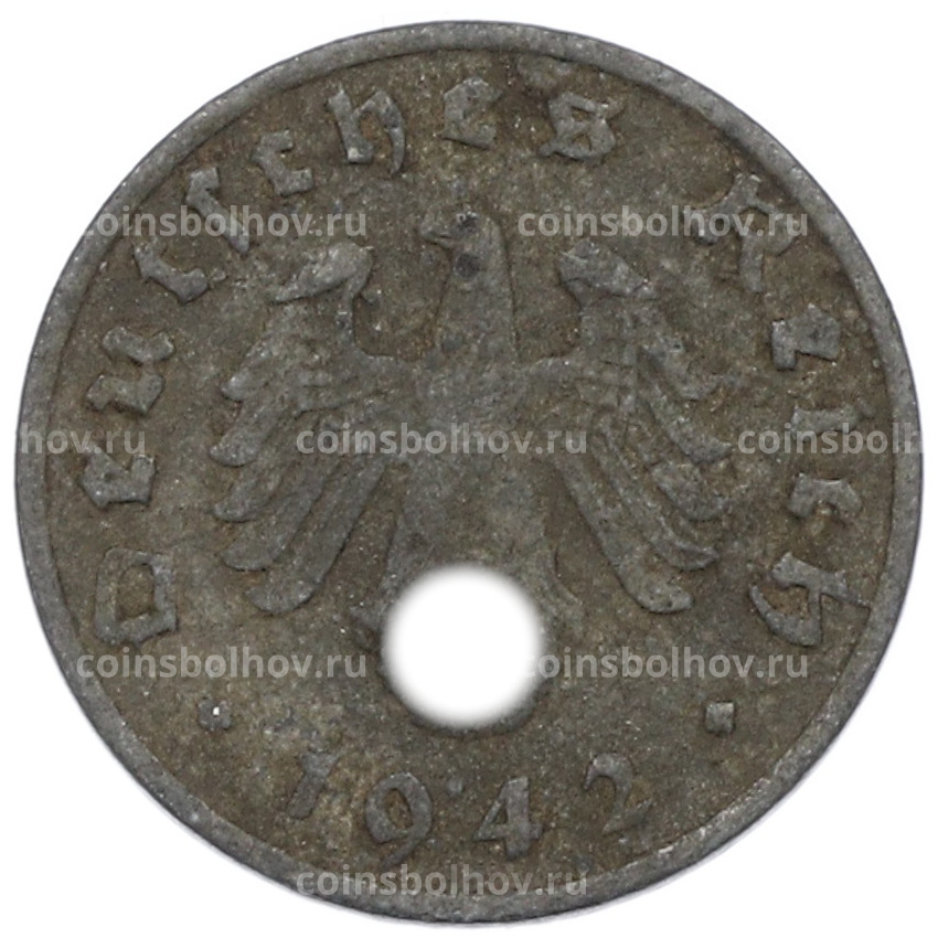 Монета 1 рейхспфенниг 1942 года G Германия