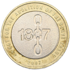Монета 2 фунта 2007 года Великобритания «200 лет со дня отмены работорговли в Британской Империи» (аверс)