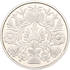 Монета 5 гривен 2024 года Украина «Орьнек — крымскотатарский орнамент» (аверс)