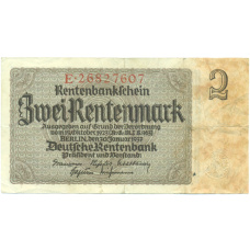 Банкнота 2 рентенмарки 1937 года Германия