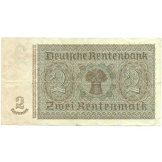 Банкнота 2 рентенмарки 1937 года Германия (вид 2)