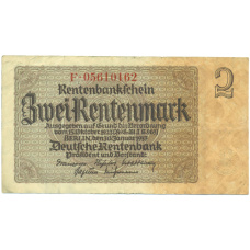 Банкнота 2 рентенмарки 1937 года Германия
