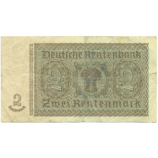 Банкнота 2 рентенмарки 1937 года Германия (вид 2)