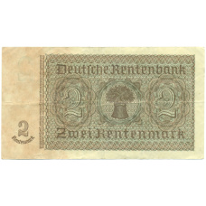 Банкнота 2 рентенмарки 1937 года Германия (вид 2)