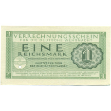 Банкнота 1 рейхсмарка 1944 года Германия (Вспомогательное платежное средство для вермахта)